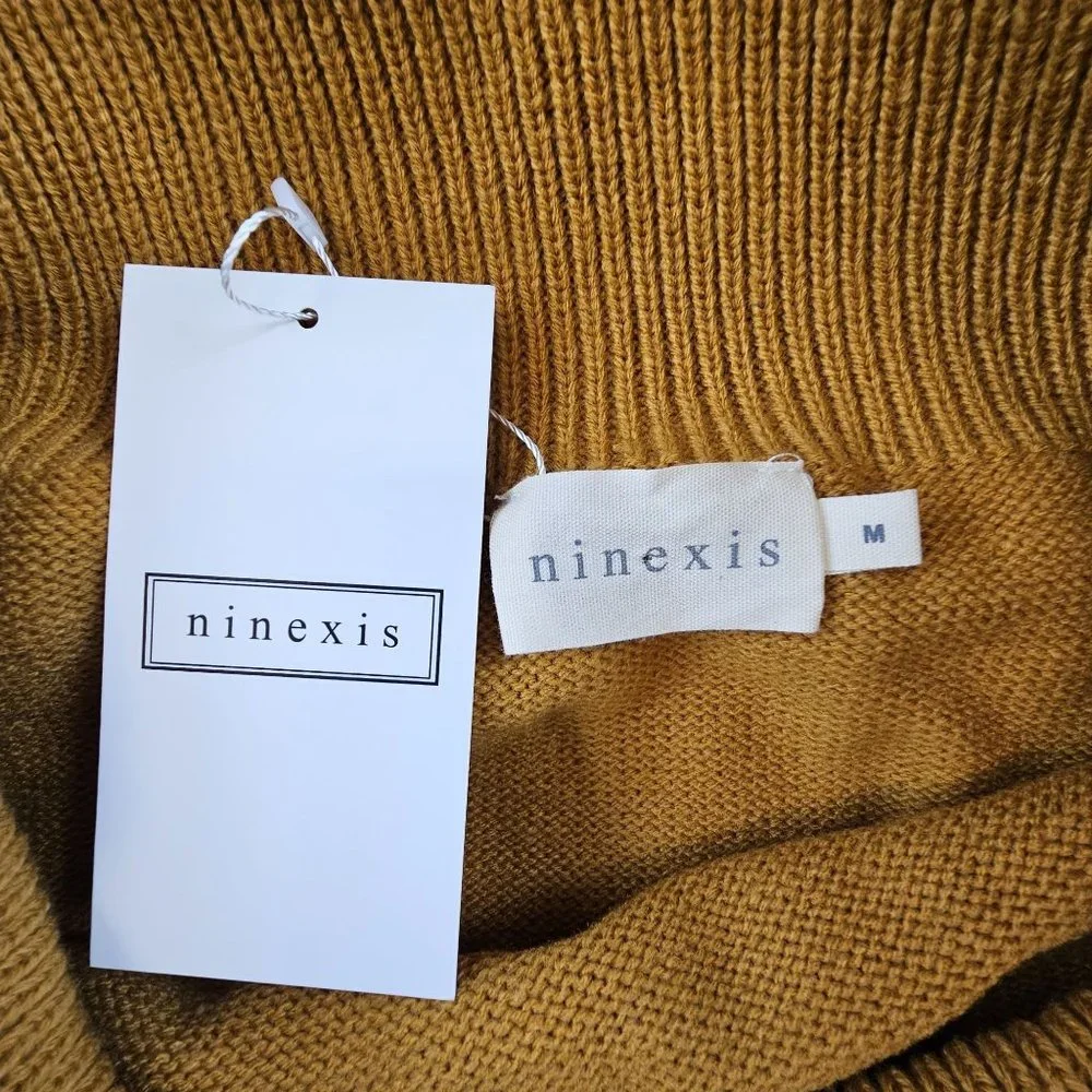 Ninexis Sweater Women's Medium‎ Camel Shawl Neck Tassels Pullover Soft Knit